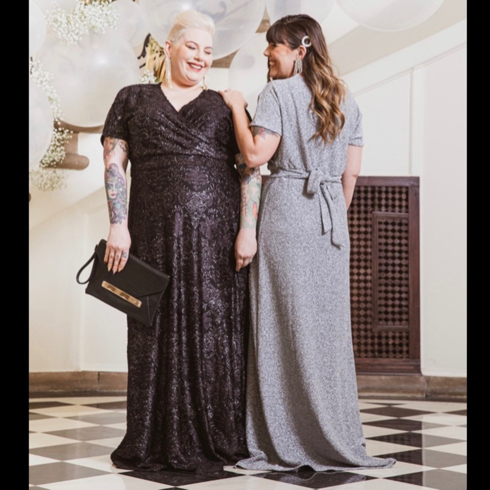 LuLaRoe Noelle Elegant Faux Wrap Full Length Dress